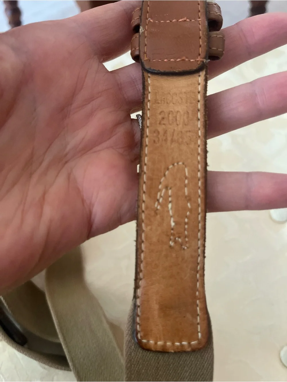Lacoste Men’s Brown Leather-Trim Canvas Belt